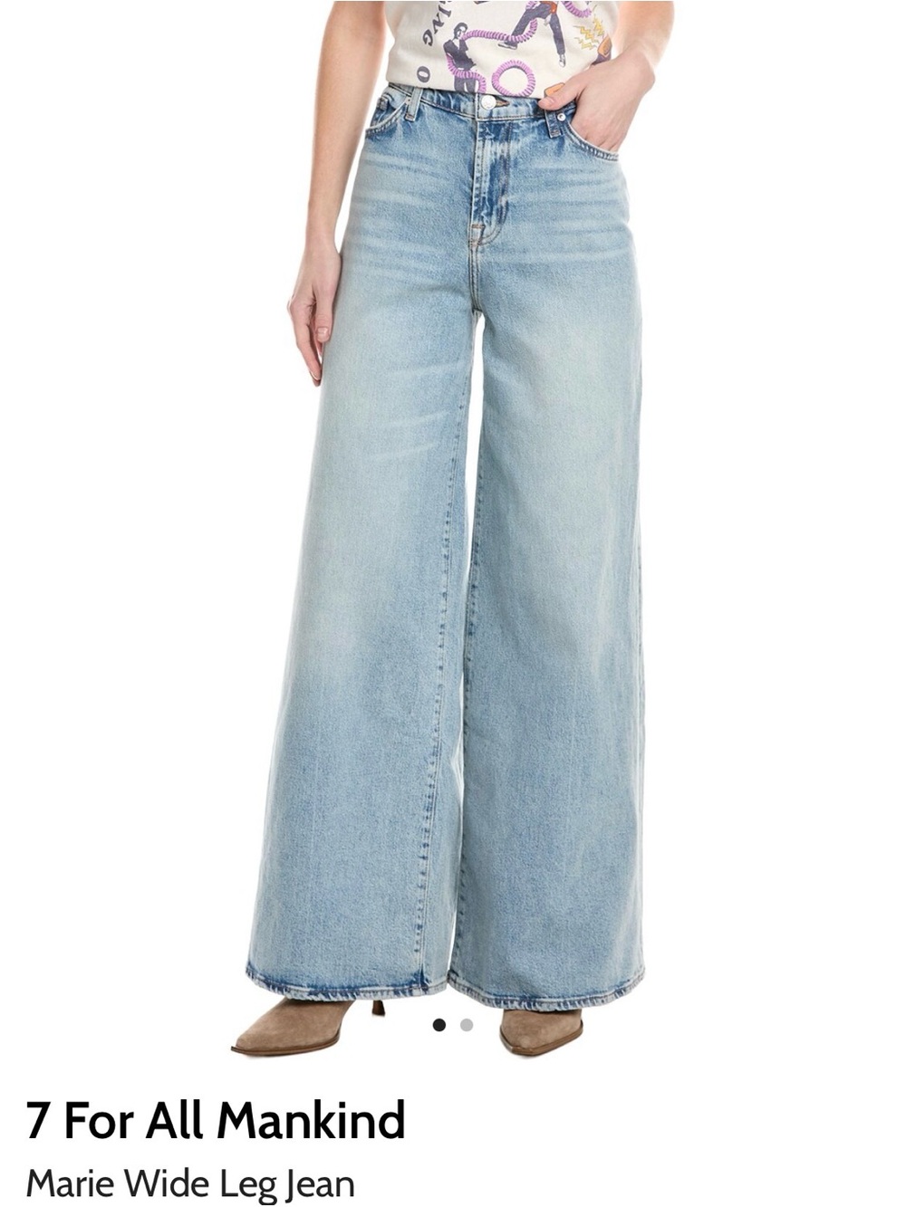 7 For All Mankind Light Wash Wide Leg Jeans